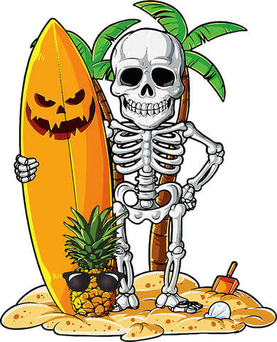 Skeleton Surfing Halloween Hawaii Hawaiian Surfer Kids Hoodie