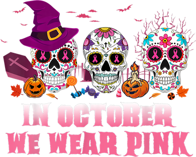 Sugar Skulls In October We Wear Pink Breast Cancer Awareness Women's Tank Top