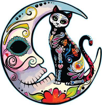 Sugar Skull Moon Cat Mexican Day Of Dead Dia De Los Muertos Kids Sweatshirt