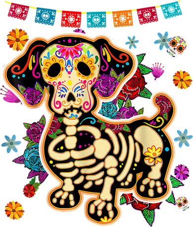 Sugar Skull Mexican Dachshund Bone Halloween Day Of Dead Kids Hoodie