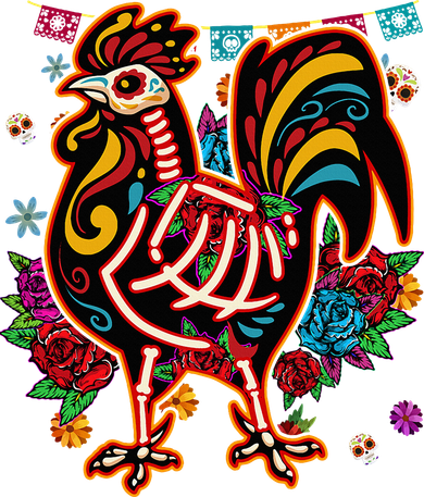 Sugar Skull Mexican Chicken Bone Halloween Day Of Dead Kids Hoodie