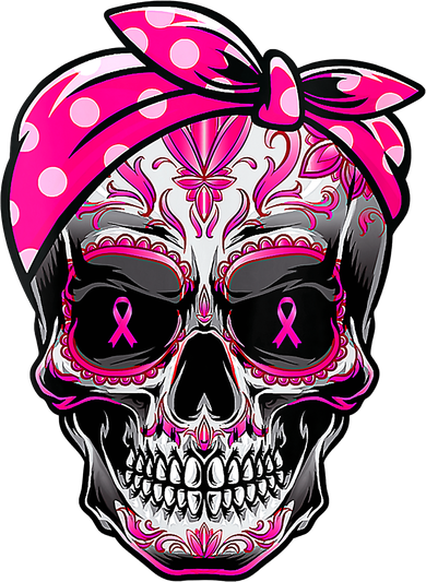 Sugar Skull Pink Ribbon Calavera Funny Breast Cancer Polo