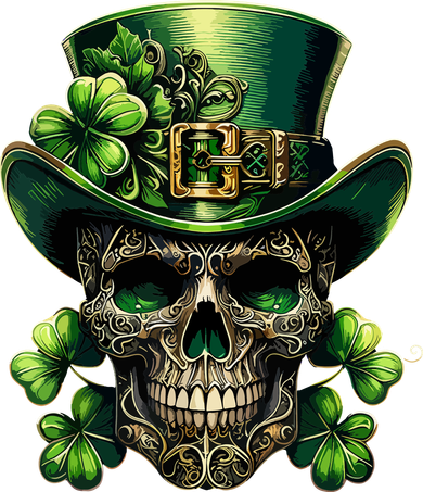 Sugar Skull St Patrick Day Of The Dead Lucky Shamrock Doddie Hoodie
