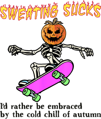 Sweating Sucks Skeleton Pumpkin Skateboard Women's T-Shirt
