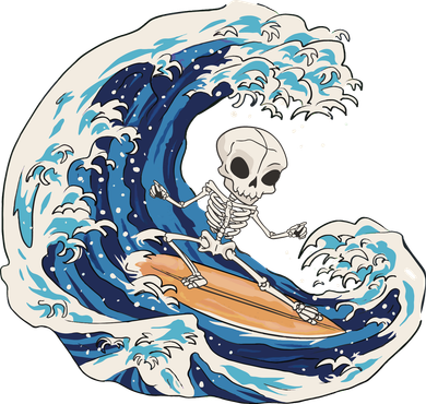 Skeleton Surfing Summer Surfer Kids Hoodie