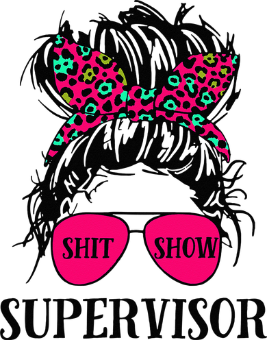 Shit Show Supervisor Tee Women Casual Messy Bun Bleached Ceramic Ornament
