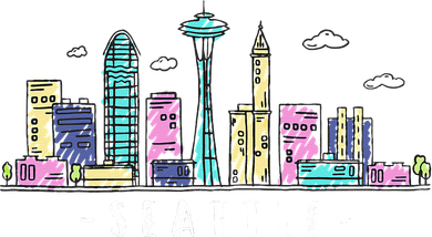 Seattle Skyline Washington PNW Vintage Kids Hoodie