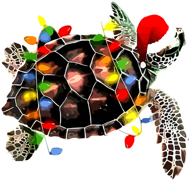 Sea Turtle Christmas Lights Funny Santa Hat Merry Christmas Ornament