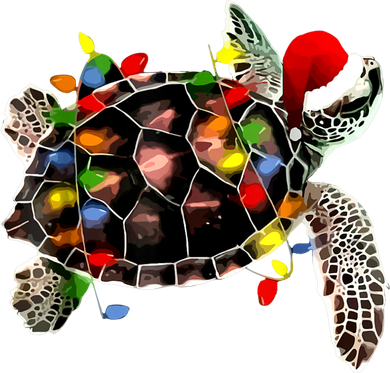 Sea Turtle Christmas Lights Funny Santa Hat Merry Christmas Doggie Tank