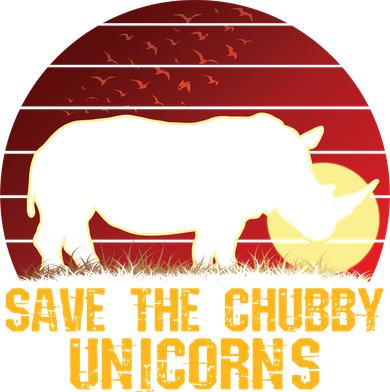 Save The Chubby Unicorns African Sunset Rhino Button