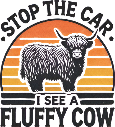 Stop The Car I See Fluffy Cow Retro Highland Cow Lover Funny Kids Hoodie