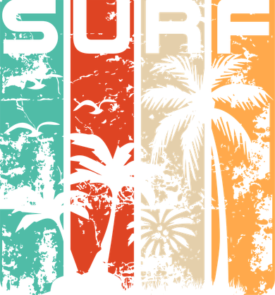 Surf Tropical Palm Tree Retro Vintage Kids Long Sleeve Shirt