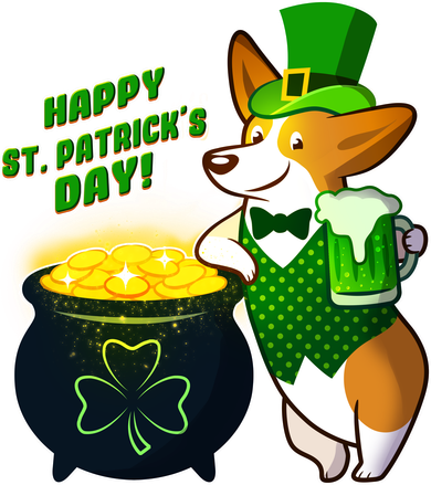 Happy St Patrick's Day Corgi Women's Dry Zone Grid Polo