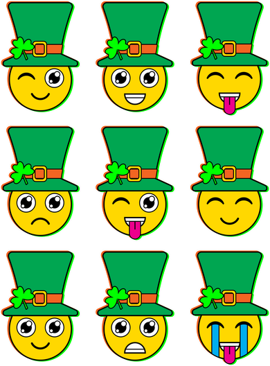 Funny St Patrick's Day Irish Emojis Kids T-Shirt