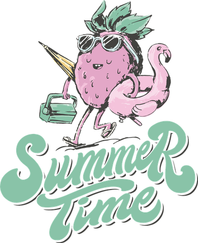Summer Time Strawberry Retro Beach Button