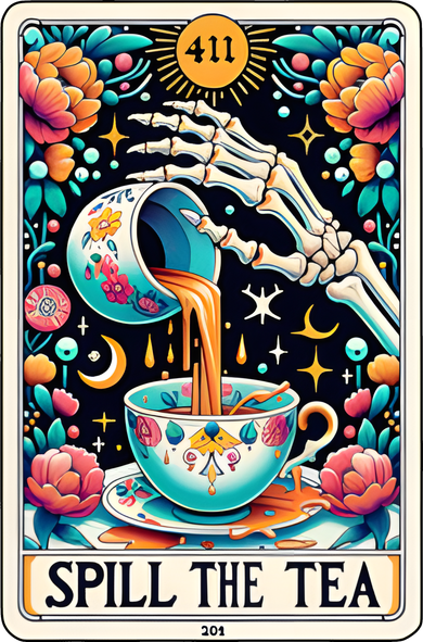 Spill The Tea Funny Tarot Card Sarcastic Skeleton Ornament