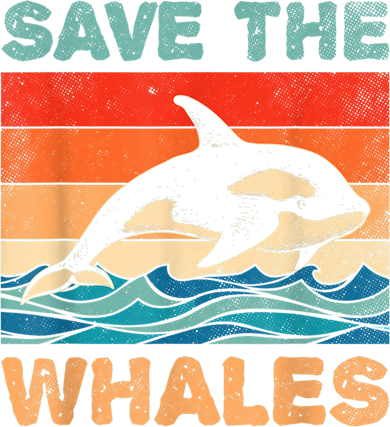 Save The Whales Retro Vintage Orca Whale Button