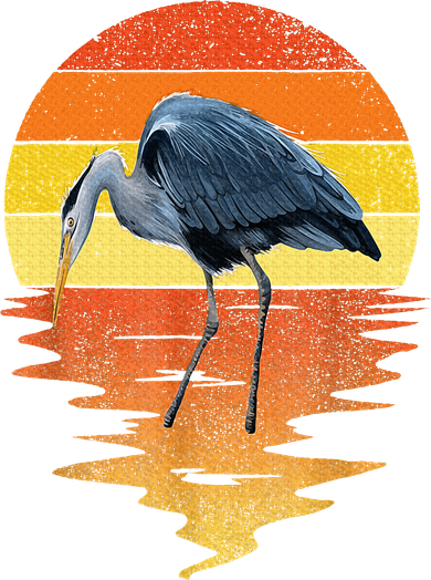 sunset vintage blue heron Heron Water Bird Kids Hoodie