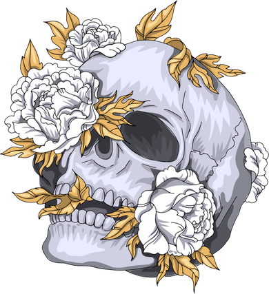Skull White Flowers Hat