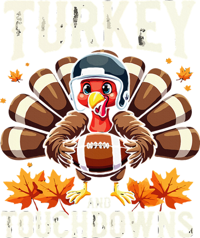 Turkey And Touchdowns Football Thanksgiving Kids Long Sleeve Shirt