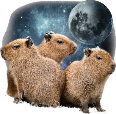 Three Capybaras And Moon Funny Capybara Humor Parody Backpack