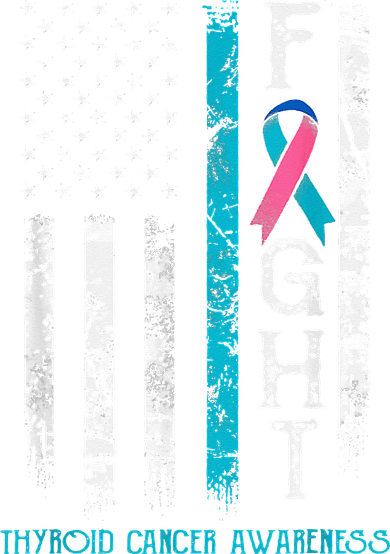 Thyroid Cancer Awareness Blue Pink Teal Ribbon Fight Flag Kids T-Shirt