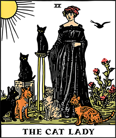 The Cat Lady Tarot Card Vintage Gothic Women Cat Mom Kids Long Sleeve Shirt
