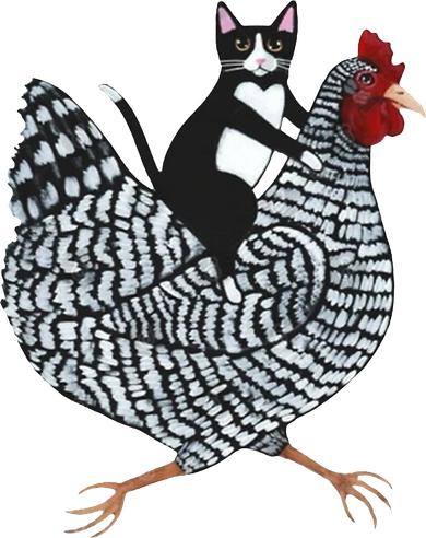Tuxedo Cat Riding Chicken Funny Tumbler