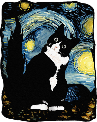 Tuxedo Cat Starry Night Van Gogh Cat Cat Art Cat Mom Dad Sweatshirt