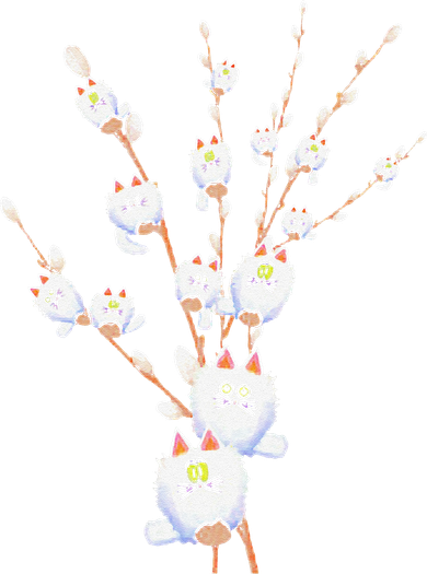 Tree Cat Willow Buds Flowers Tree Coaster