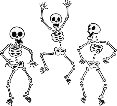 Three Dancing Funny Skeletons Halloween Kids T-Shirt