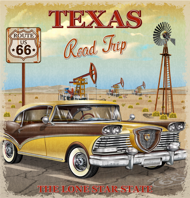 Texas Road Trip Route 66 Classic Car Women's Dry Zone Grid Polo