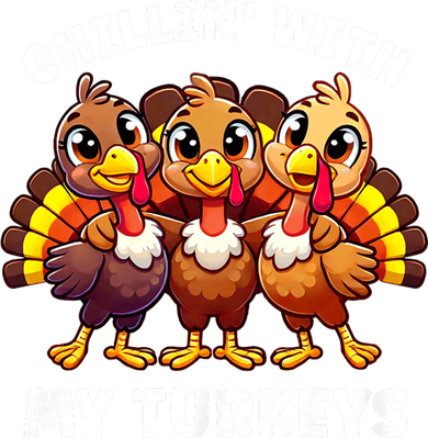 Thanksgiving Family Chillin With My Turkeys Funny Kids Long Sleeve Shirt