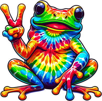 Tiedye Frog Peace Sign Hippie Kids Long Sleeve Shirt