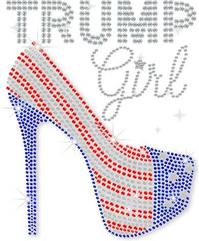 Trump Girl High Heel Faux Rhinestone Us Flag Vote Trump 2024 Women's Tank Top