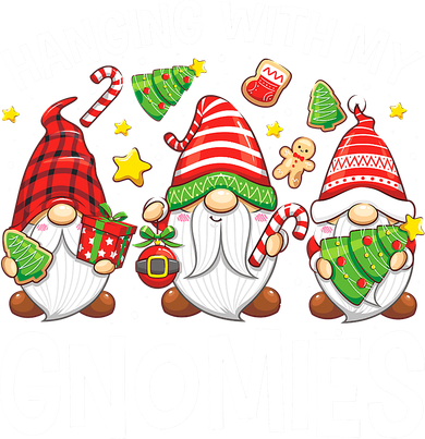 Three Gnomes In Red Just Hangin' With My Gnomies Christmas Women's Hoodie