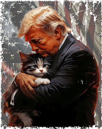 Trump Hugging An Orange Cat 2024 Make Cats Safe Again Hat