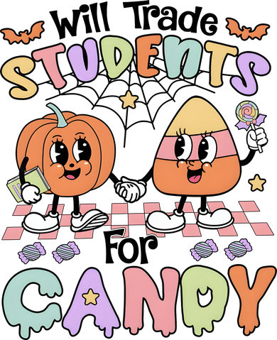 Teacher Halloween Will Trade Students For Candy Retro Doddie Hoodie