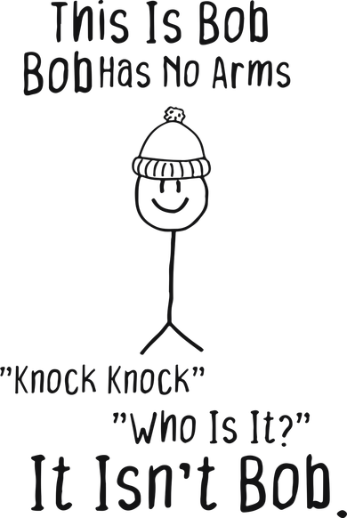 This Is Bob No Arms Knock Knock Stickman Joke Funny Tote Bag