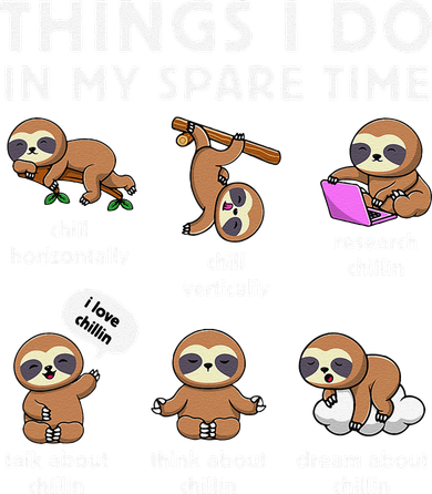 Things I Do In My Spare Time Chilling Sloth Cute Kawaii Kids Hoodie