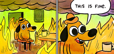 This Is Fine Meme Shirt Backpack