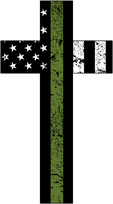 Thin Green Line Cross Military Button