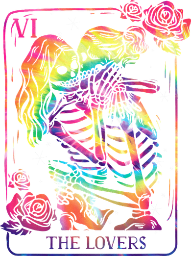 The Lovers Tarot Card Goth Tie Dye Kissing Lesbian Skeletons Backpack