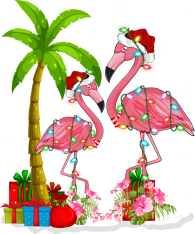 Tropical Lighting Xmas Palm Tree Pink Flamingo Christmas Gift Baby Bodysuit