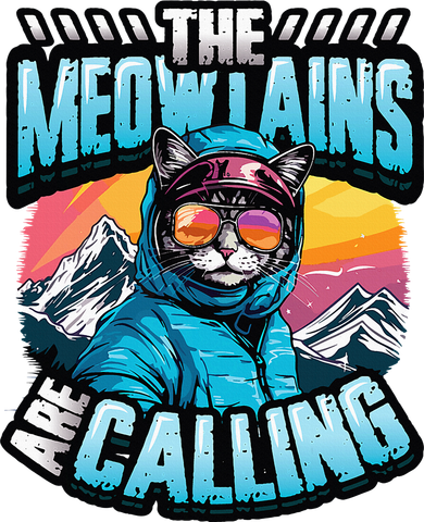 The Meowtains Are Calling Snowboard Cat Skiing Women's Long Sleeve Shirt