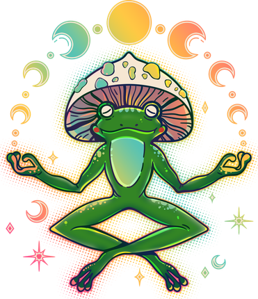 Trippy Meditating Yoga Mushroom Frog Toad Kids T-Shirt