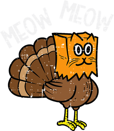Turkey Paper Bag Meow Funny Thanksgiving Cat T-Shirt