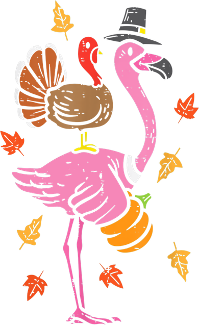 Turkey Pilgrim Flamingo Funny Thanksgiving Women's Long Sleeve Shirt