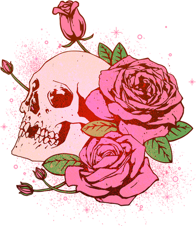 Pink Roses Skull Tattoo Backpack