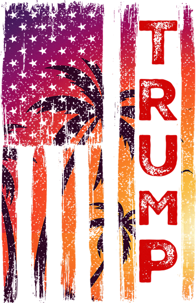 Trump Palm Tree Vintage Distressed American Flag At Sunset Bucket Hat